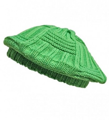 Luxury Divas Slouchy Knit IVY Beret Hat - Green - CI11GQUVAUX