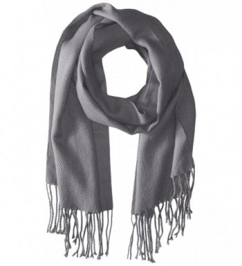 Gabriella Women's Solid Scarf with Fringe - Gray - C711Z1FLXEN