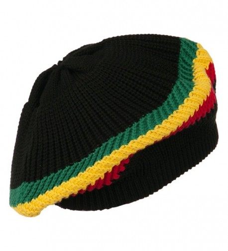 Cotton Rasta Tam Beret Black in Men's Newsboy Caps