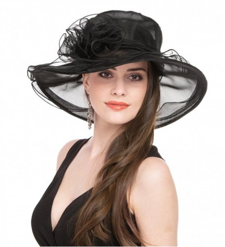 SAFERIN Women's Organza Church Kentucky Derby Fascinator Bridal Cap British Tea Party Wedding Hat - Black - CJ11VA6DBDH