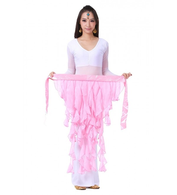 AvaCostume Womens Belly Dance Fairy Chiffon Hip Scarf Skirt - Pink - CQ11YLJJ1CV