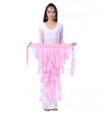 AvaCostume Womens Belly Dance Fairy Chiffon Hip Scarf Skirt - Pink - CQ11YLJJ1CV