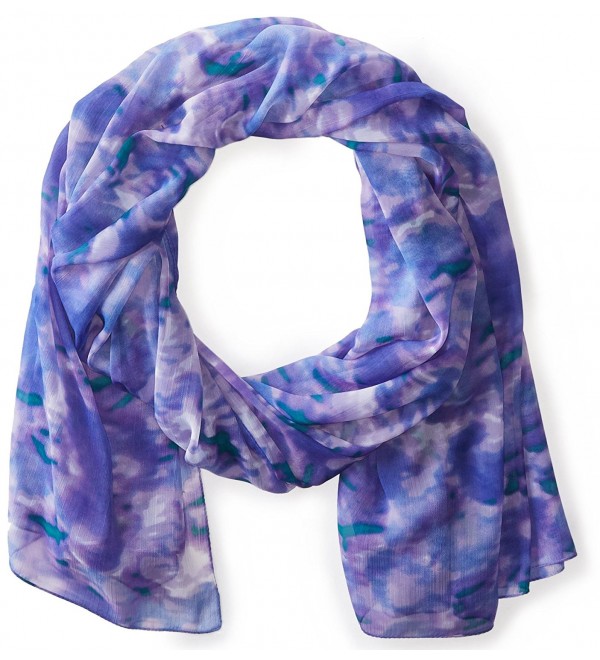 La Fiorentina Women's Ikat Rose Printed Scarf - Blue - C911RU0UMO9