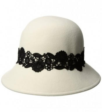 San Diego Hat Company Women's 2.5 inch Brim Coche with Black Lace Trim - Ivory - C717YZL7XDW