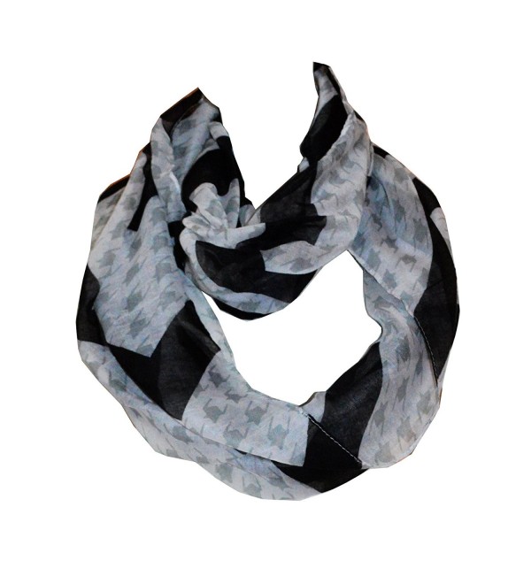 SCARF_TRADINGINC&shy Houndtooth Chevron Zig Zag Infinity Loop Scarf - Black - CN11LGJHCQL