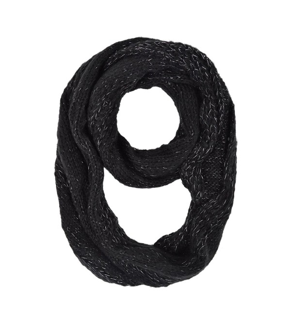 Premium Winter Glitter Knit Infinity Loop Circle Scarf - Different Colors - Black - C211PI866PJ