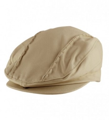 Morehats Stitched Flat Cap Cabbie Hat Gatsby Irish Hunting Newsboy Beret - Beige - CC11LLY6XDT