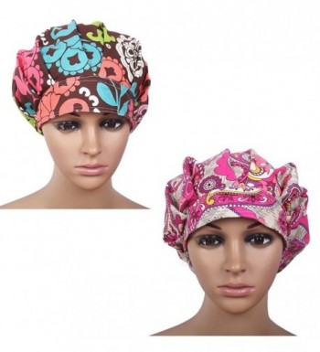 Doctor Classic Scrub Hat Adjustable Sweatband Bouffant Cap for Women Ponytail - Print 2+print 4 - CU184HT6DSD