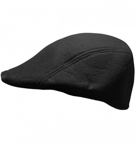 Men's Classic Newsboy Hat- Driving Cap with Ear Flaps in Various Colors - Black - CW12MZRVJH4