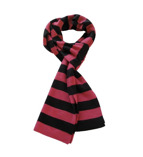 Soft Knit Striped Scarf - Black & Pink - CL112PL9W0X