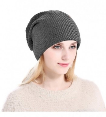 Vbiger Winter Warm Beanie Hat Knit Hats Slouchy Beanie Cap with Fleecy Lining Unisex for Men Women - Gray - C0185YSZDZO