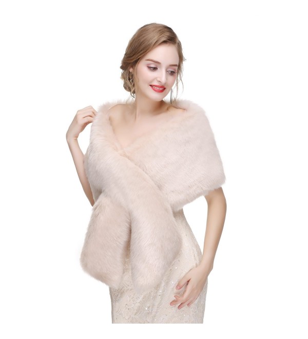 Women's Wedding Shawl Faux Fur Scarf Wraps for Evening/Party/Show Blush ...