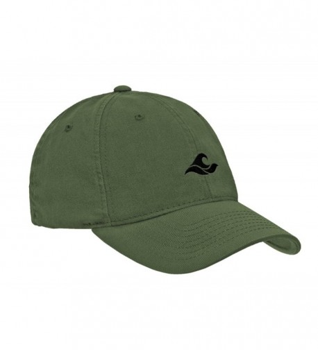 Koloa Surf Wave Logo Soft & Cozy Relaxed Strapback Adjustable Baseball Caps - Olive With Black Embroidered Logo - CT1802MMQ7U