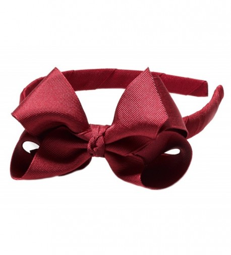 Anna Belen Girls "Lila" Grosgrain Bow Headband O/S Burgundy - Burgundy - CI11RIGBSYN