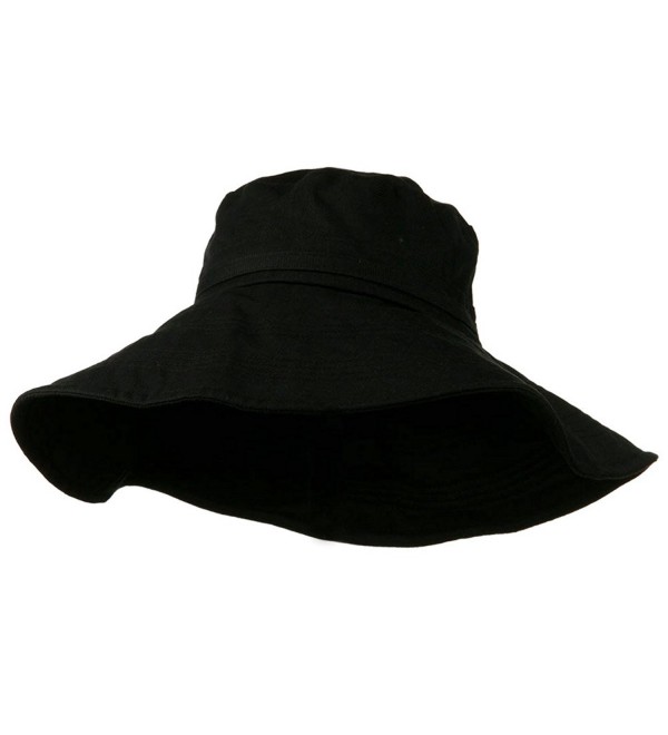 Big Size Ladies Linen Wide Brim Hat - Black - C811HZ9870V