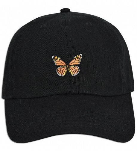 JLGUSA Monarch Butterfly Embroidered Dad Cap Hat Adjustable Polo Style Unconstructed - Black - CO185E36I30