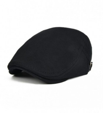 VOBOOM Men's Cotton Flat IVY Gatsby newsboy Driving Hat Cap - Black - CW17YCYYSUG