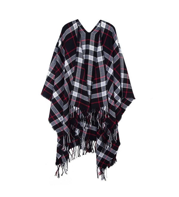 Puli Unisex Soft Classic Plaid Pashmina Scarf Color Contrast Easy to Match Shawl Wrap Scarf - Black - C91889HS262