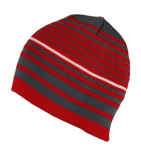 Grey Reversible Striped Solid Beanie in Men's Skullies & Beanies