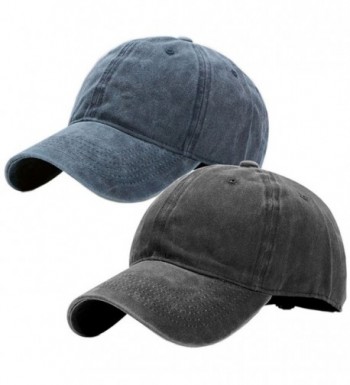 Vintage Washed Dyed Cotton Twill Low Profile Adjustable Baseball Cap - A-navy Blue+black - CK184UKUZUT