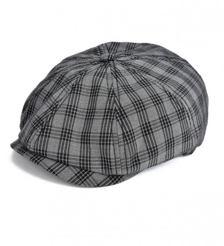 VOBOOM Plaid Cotton 8 pannnel Newsboy Caps Ivy Hat Cabbie Gatsby Hat MZ103 - Black - CJ1829WZ0MY