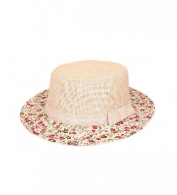 Lace Band Floral Brim Porkpie Straw Hat - C311KYEV5KD