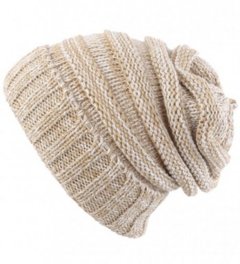 Novawo Trendy Winter Warm Hats Slouchy Beanie Baggy Beanie Knit Hats For Women - Tan - C1187O3YH66