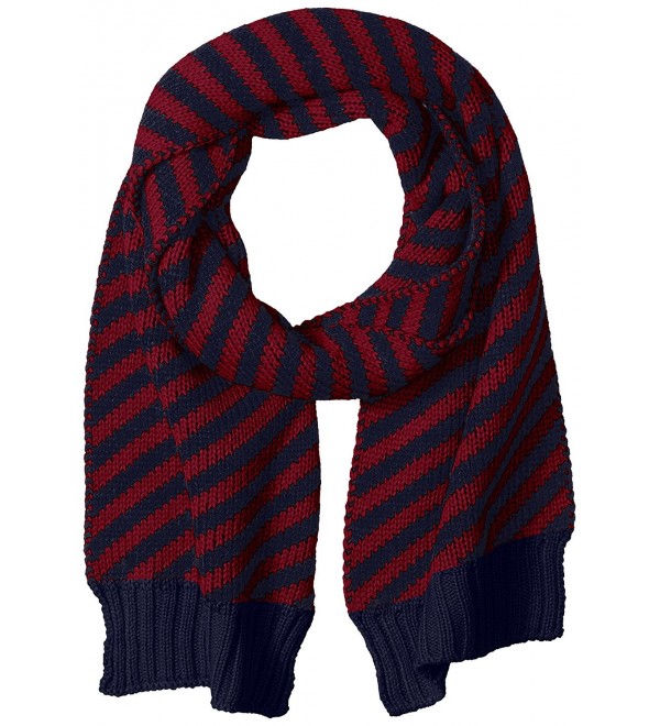 Nautica Women's Bias Stripe Knit Scarf - Navy/Wine - CV12KO8XVRN