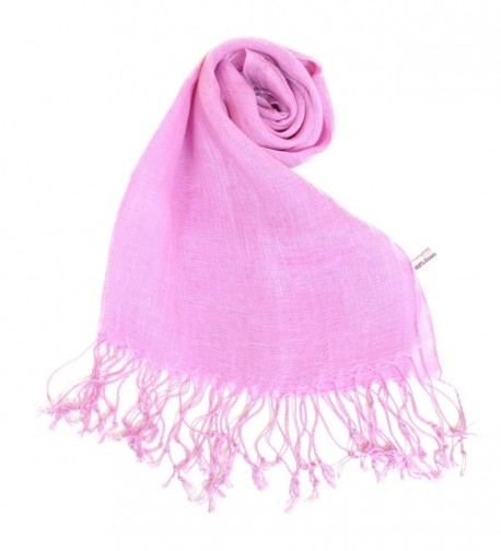 NEW COLORS Women's Linen Scarf Plain All Natural Eco Light Shawl - Pink Violet - C211DCQHATT