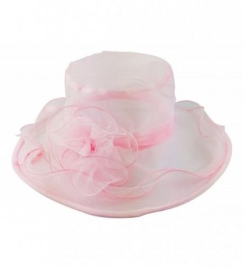 Nanxson TM Ladies Sun Hat Church Wide Brim Vintage Tea Party Wedding Flower Derby Cap - Pink - CW17YX6EXIC