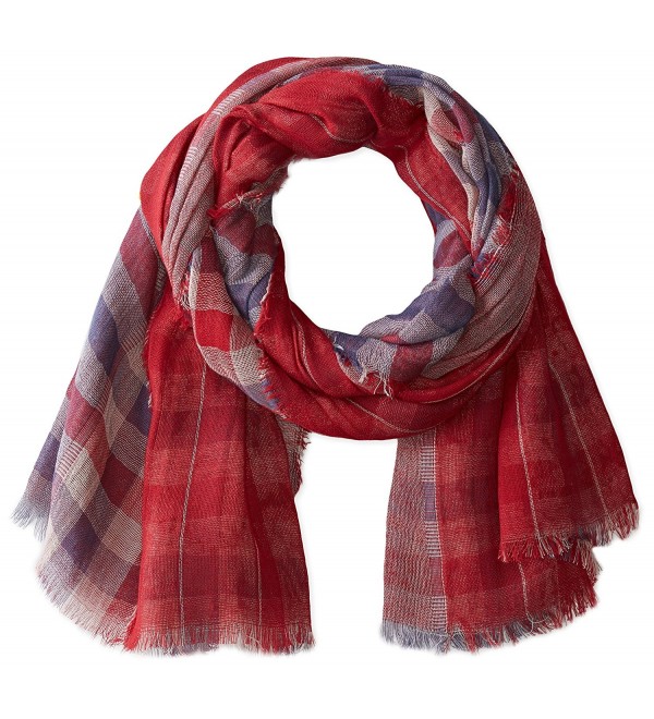 D&Y Women's Reversible Americana Plaid Scarf - Red - C511YYVZPRV