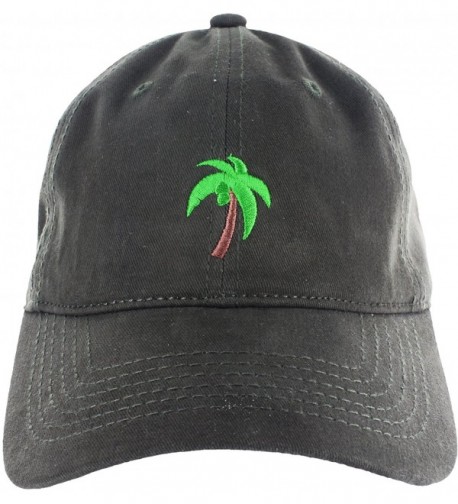 Palm Tree Hat Dad Hat Coconut Tree Embroidered Adjustable Baseball Cap - Dark Green - C312ICHKN2T