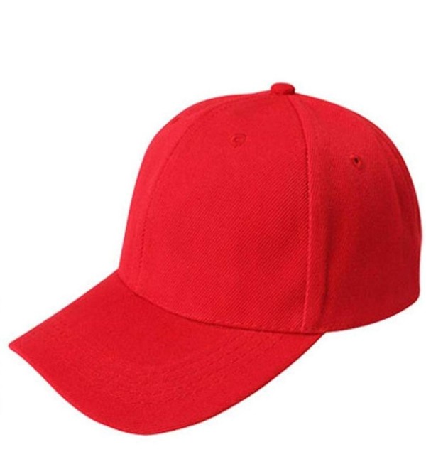 Franterd Blank Hat Solid Color Adjustable Baseball Hat - Red - C612F67GFTX