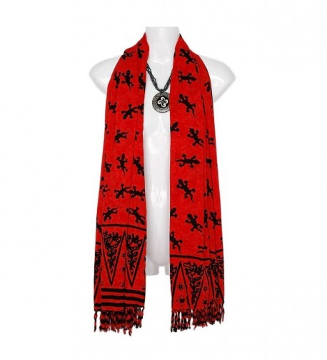 1WS Womens Gecko Double Wide Scarf - in your choice of colors - Red - CD11586GIMR