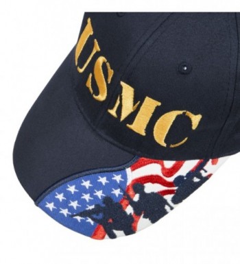 Army Force Gear Embroidered Marine Corps USMC Baseball Cap Hat- With American Flag - Navy Blue - CL1897W2N0U