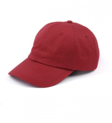 100% Cotton Plain Baseball Caps Unstructured Adjustable Men Women Hats - Dark Red - C2182GC6ZE5