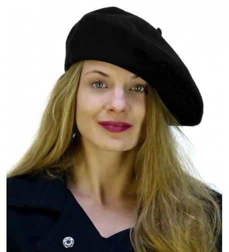Black Wool Beret Parisian CoverYourHair in Women's Berets