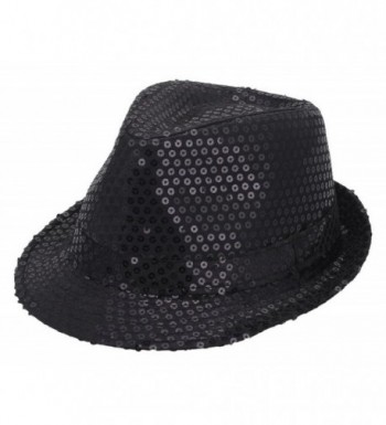 Jtc ACVIP Men Women Sequin Fedora Panama Hats Party Paillettes Cap Sun Jazz Hat 8 Colors - Black - C0122UIACC1