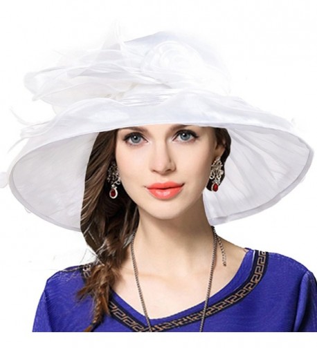 Ladies Tea Party Derby Racing Church Hat Cocktail Formal Occasion Hat - White - CL12MGHUWZJ