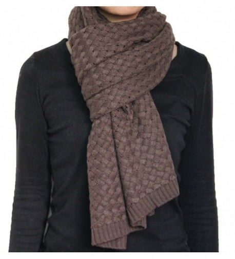 Seamaidmm Intrecciato Woven Style Knitted Long Thick Winter Knit Scarf Coffee - C311G72RHZ3