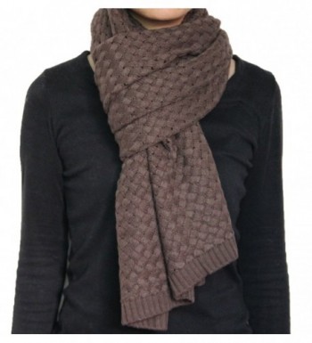 Seamaidmm Intrecciato Woven Style Knitted Long Thick Winter Knit Scarf Coffee - C311G72RHZ3