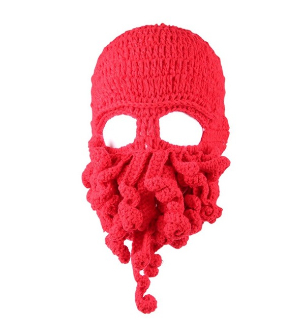 JXUFUFOO Beanie Octopus Knight Knit Beard Hat Unisex - Red - CU185Z787OY