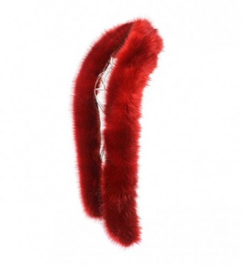 LITHER Women's Winter Faux Fake Fur Collar Scarf Wrap Shawl Shrug(70 inches long) - Red - CE12N4Q2KF1