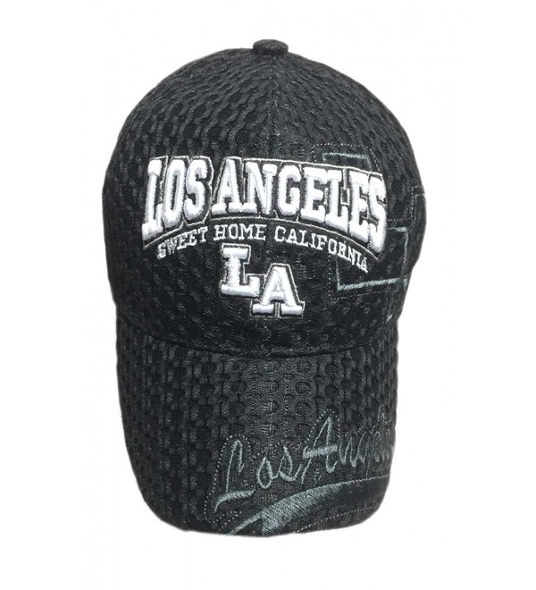 Aesthetinc 3D Embroidered Mesh Los Angeles LA Print Baseball Cap Hat - Black - C512C231LKH