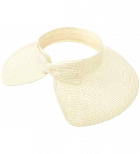 Simplicity Womens Straw Visor Ribbed_Ivory in Women's Sun Hats