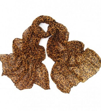 Womens Brown Leopard Print Long Scarf for Winter and Autumn - C511OBQZI8Z