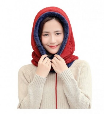 Leories Warmer Balaclava Knit Thicken Fleece Lined Hat Windproof Winter Outdoor Ski Neck Warmer - Red - C5188HXKQ3K