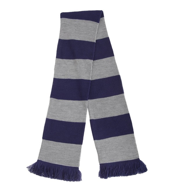 FLOSO Unisex House Style Knitted Winter Scarf With Fringe - Blue/SILVER - C212BCDAAK3