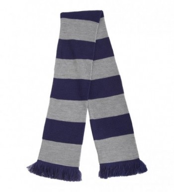 FLOSO Unisex House Style Knitted Winter Scarf With Fringe - Blue/SILVER - C212BCDAAK3