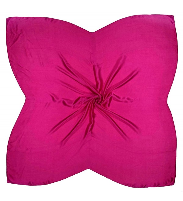 Hot Pink Large Fine Pure Silk Square Scarf - C4128X6RLR9